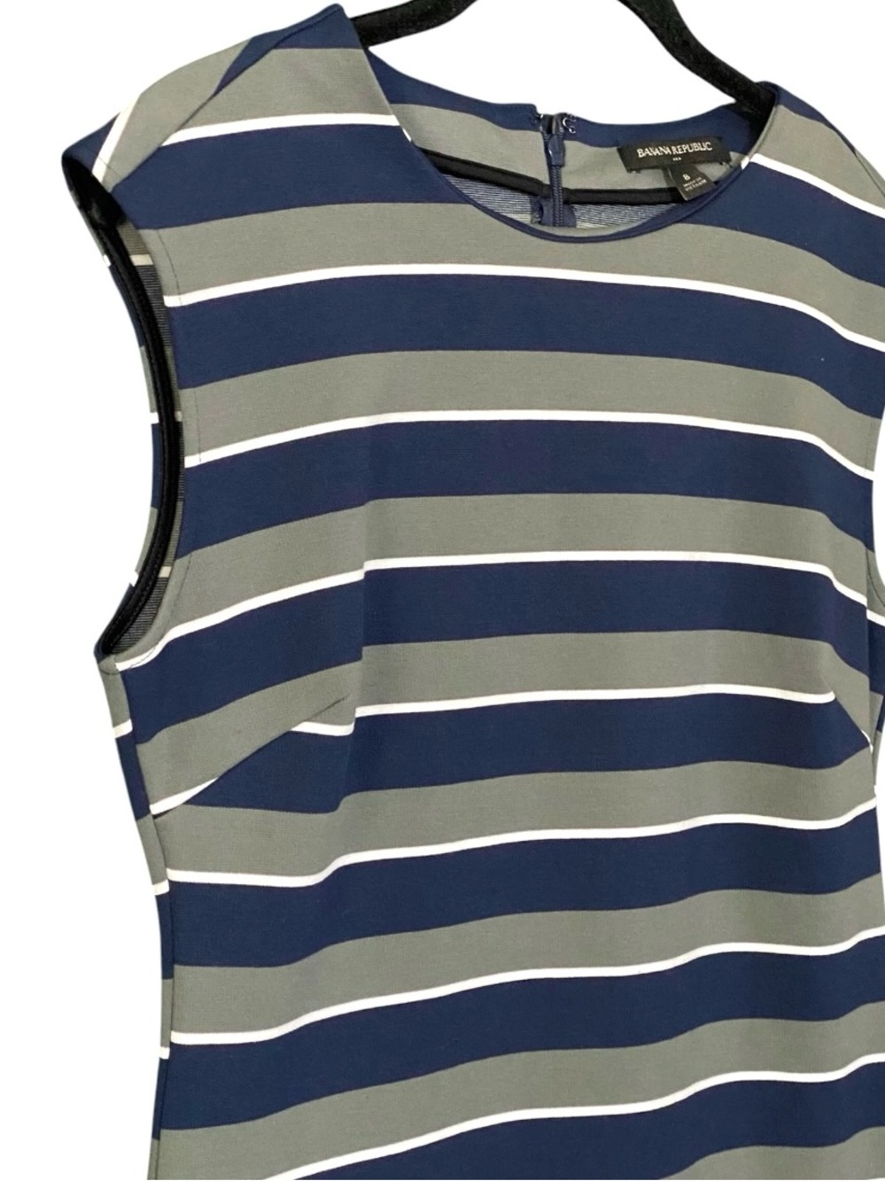 Banana Republic Sheath Dress Striped Ponte Knit 8 Modest Career Office Midi - Picture 5 of 10
